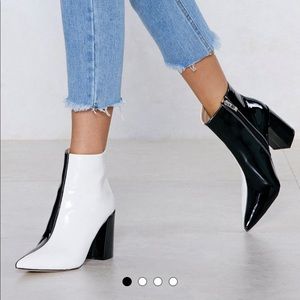 Two Tone Pointed Toe Heeled Boots